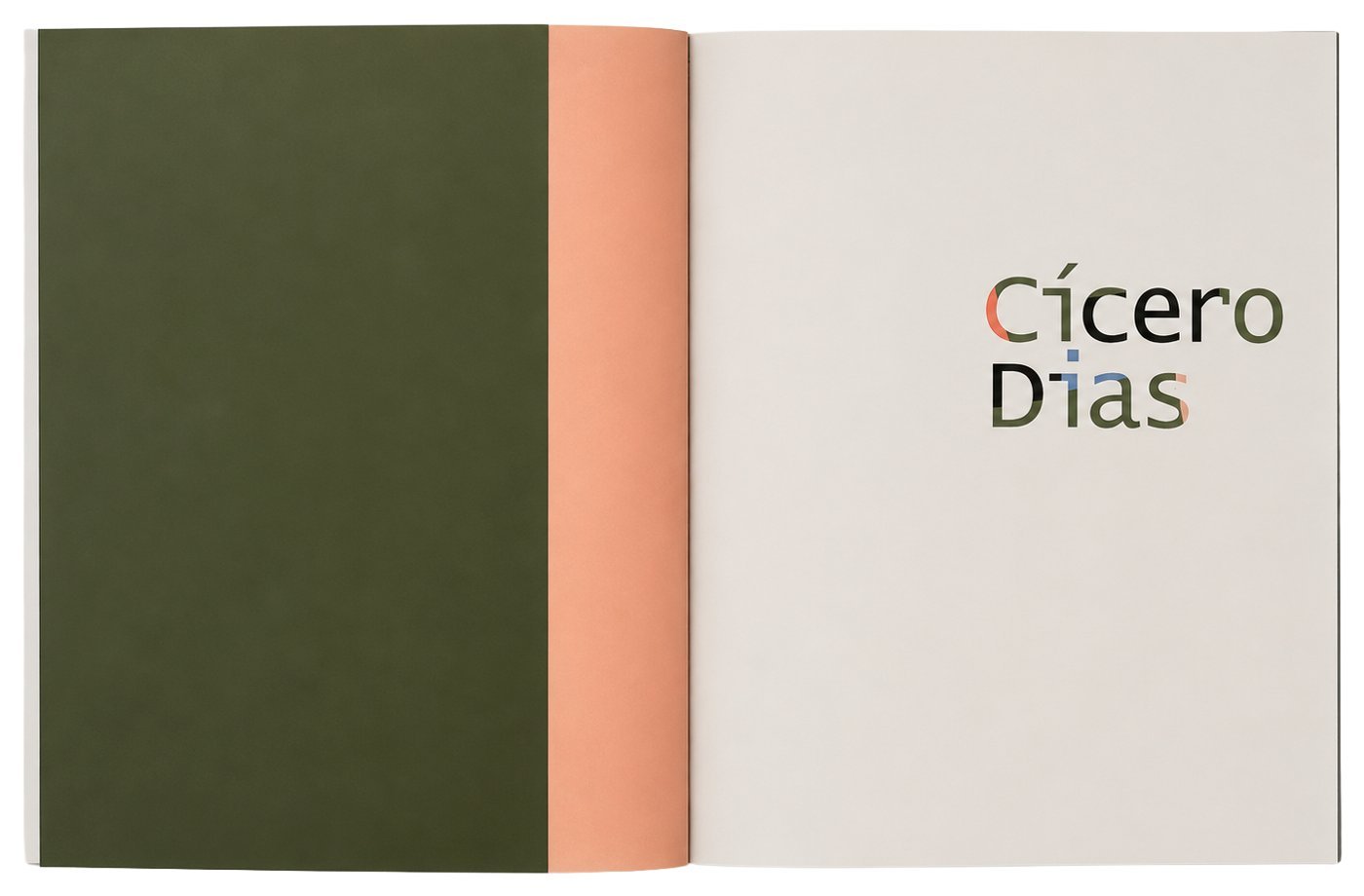 Guardas em verde e rosa e folha de rosto com o logotipo multicolorido